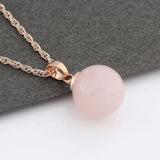 Rose Pendant Natural Stone 12mm Round Pendants Women Jewelry
