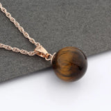 Rose Pendant Natural Stone 12mm Round Pendants Women Jewelry