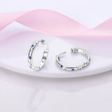 Galaxy Star Moon Zircon Hoop Earrings Silver Jewelry