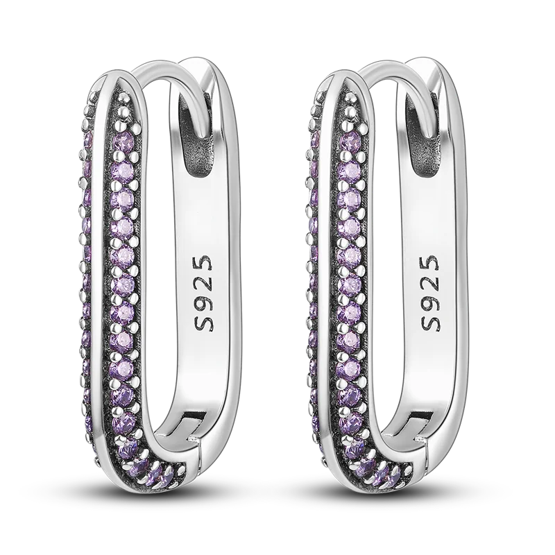 Galaxy Star Moon Zircon Hoop Earrings Silver Jewelry