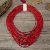 Colorful Layer Leather Rope Pendants Collar Statement Choker Necklace