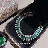 Women's Silver Tennis Bracelet Green Cubic Zirconia Bangle Bracelet