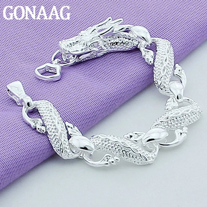 925 Silver Chinese Dragon Chain Bracelet Jewelry for Men and Women