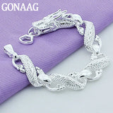 925 Silver Chinese Dragon Chain Bracelet Jewelry for Men and Women