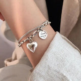 Bracelet For Women Punk Vintage Coin Love Heart Pendant Jewelry