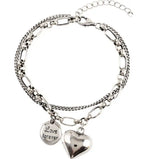 Bracelet For Women Punk Vintage Coin Love Heart Pendant Jewelry