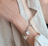 Bracelet For Women Punk Vintage Coin Love Heart Pendant Jewelry