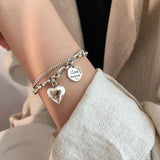 Bracelet For Women Punk Vintage Coin Love Heart Pendant Jewelry