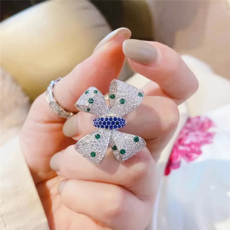 Butterfly Bowknot Zircon Bridal Wedding Ring
