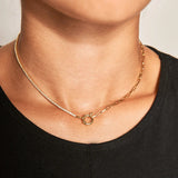18k Mix Metal Zircon Choker Necklace Minimalist Women's Zircon
