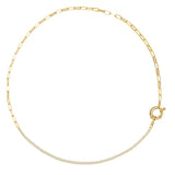 18k Mix Metal Zircon Choker Necklace Minimalist Women's Zircon
