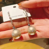 Zircon Pearl Hoop Earrings High-end French Style
