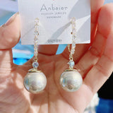 Zircon Pearl Hoop Earrings High-end French Style
