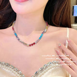Multicolor CZ Chokers Necklace Engagement Bridal Jewelry