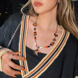 Orange Star Charm Necklace Hip Hop Punk Jewelry