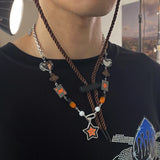 Orange Star Charm Necklace Hip Hop Punk Jewelry