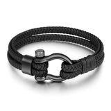 Punk Style Braided Horseshoe Buckle Men's Bracelet