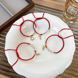 Red Rope Rabbit Carrot Pendant Charms Bracelet for Women