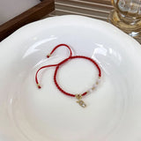 Red Rope Rabbit Carrot Pendant Charms Bracelet for Women