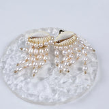 Elegant Rice Pearl Pendant Earrings
