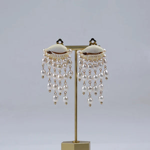 Elegant Rice Pearl Pendant Earrings