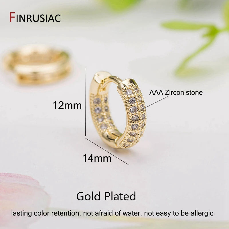Zircon Rhinestone Hoop Earrings Plated Jewelry for Women