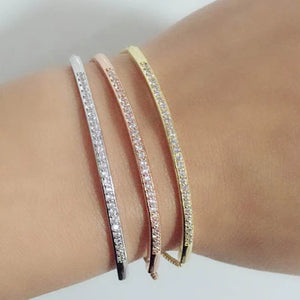 Round Cz Zirconia Adjustable Bracelet Bangle Gift Jewelry