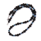 Round Eye Charm Necklace Men 6mm Tiger Eye Stone Bead Necklace For Men