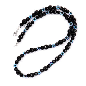Round Eye Charm Necklace Men 6mm Tiger Eye Stone Bead Necklace For Men