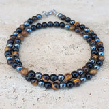6mm Tiger Eye Hematite Stone Bead Necklace For Men