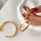 Stainless Steel Bangles Open Bracelets Classic 5mm Chain Bracelets