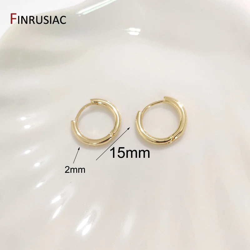Plated Round Hoop Earrings for Women 15 mm/20 mm Ring Jewelry