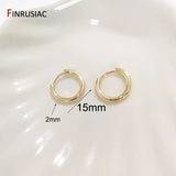 Plated Round Hoop Earrings for Women 15 mm/20 mm Ring Jewelry