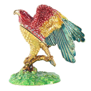 Parrot Figurine Trinket Box Hand-Painted Hinged Jewelry Holder