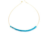 Turquoise Beaded Necklace 14K Filled Collier Femme Women Vintage