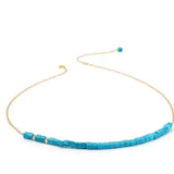 Turquoise Beaded Necklace 14K Filled Collier Femme Women Vintage