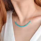Turquoise Beaded Necklace 14K Filled Collier Femme Women Vintage