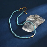 Turquoise Beads Choker Necklace Natural Stone Jewelry for Women