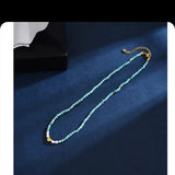 Turquoise Beads Choker Necklace Natural Stone Jewelry for Women