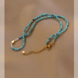 Turquoise Beads Choker Necklace Natural Stone Jewelry for Women