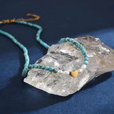 Turquoise Beads Choker Necklace Natural Stone Jewelry for Women