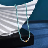 Turquoise Beads Choker Necklace Natural Stone Jewelry for Women
