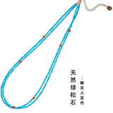 Turquoises Women Necklace Retro Green Stone Pendant Necklace Accessories