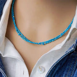 Turquoises Women Necklace Retro Green Stone Pendant Necklace Accessories