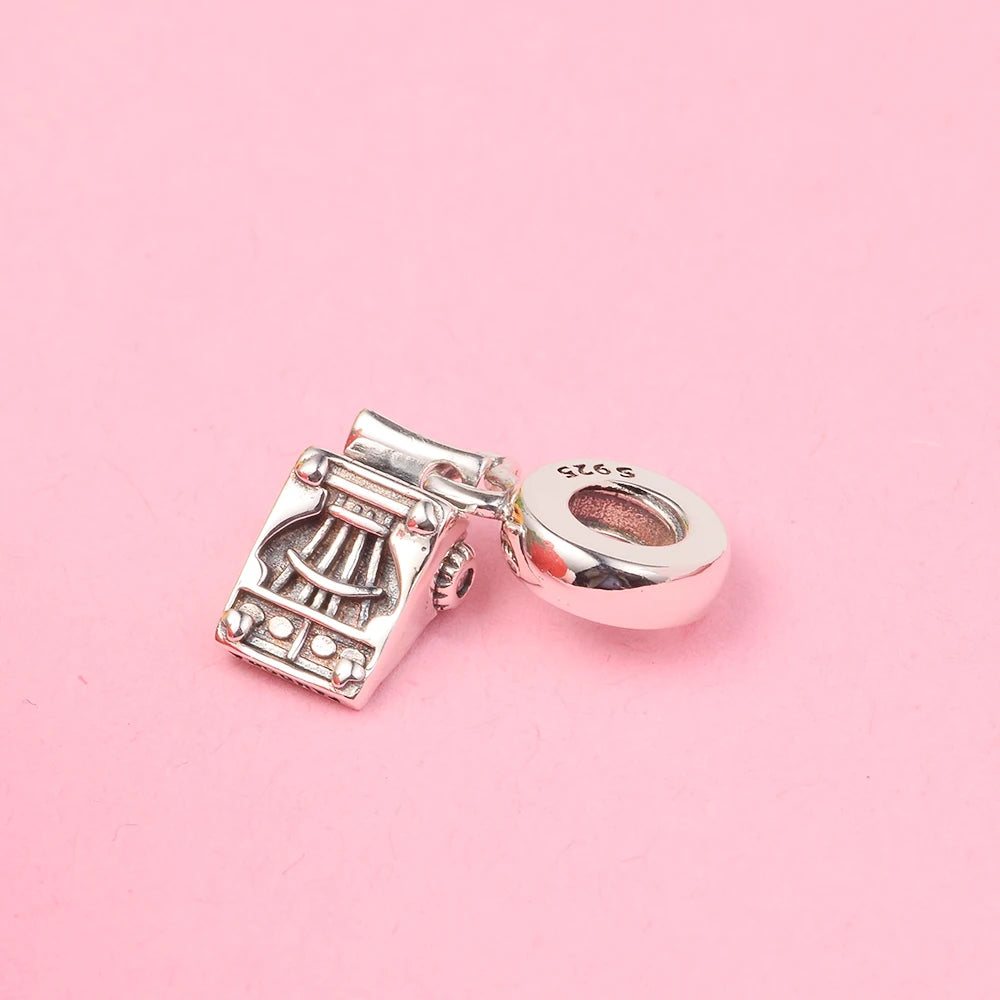 Typewriter Dangle Charm 925 Sterling Silver DIY Beads for Bracelets