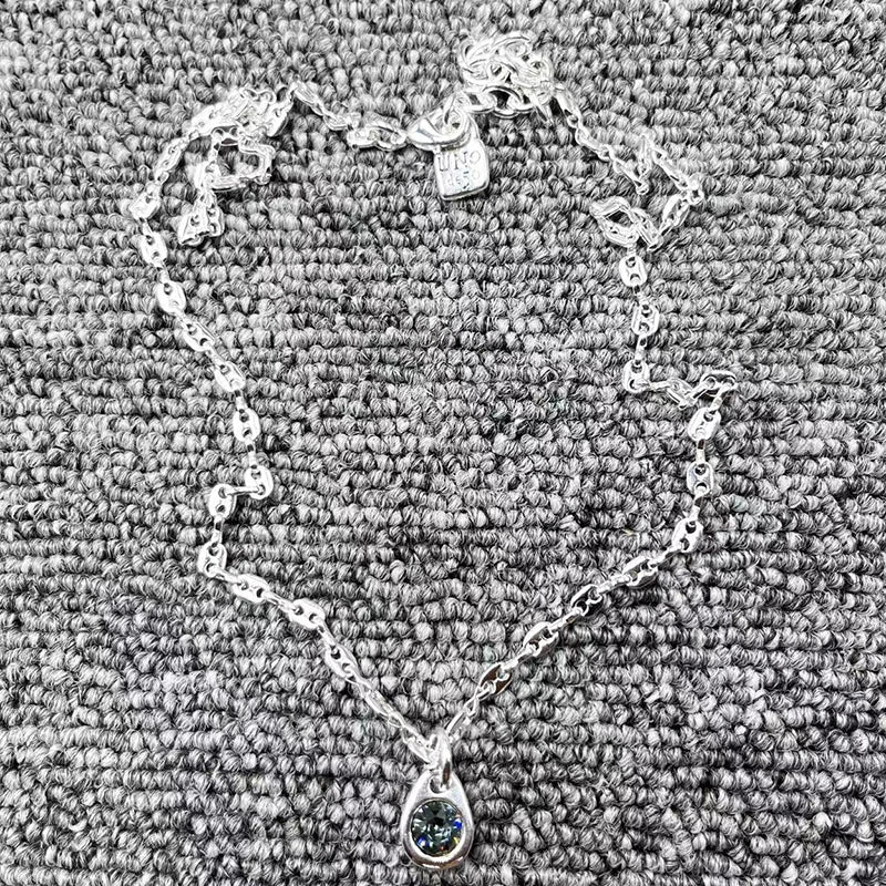 U Node 50 High Original Electroplated Silver Sapphire Pendant Necklace