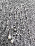 Love Fork Chain Pearl Pendant Necklace Holiday Jewelry Gift
