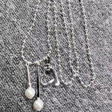 Love Fork Chain Pearl Pendant Necklace Holiday Jewelry Gift