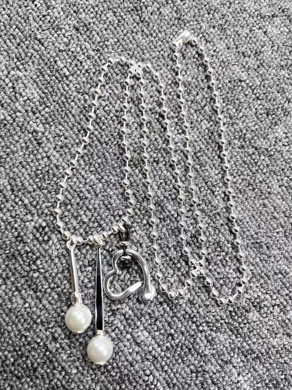 Fork Chain Pearl Pendant Necklace Gift