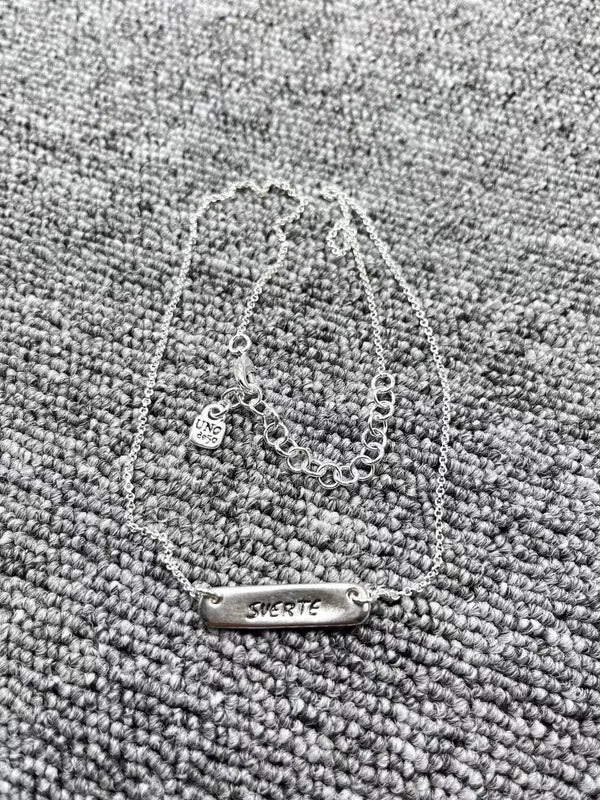 925 Silver Nameplate Lucky Necklace Holiday Jewelry Gift